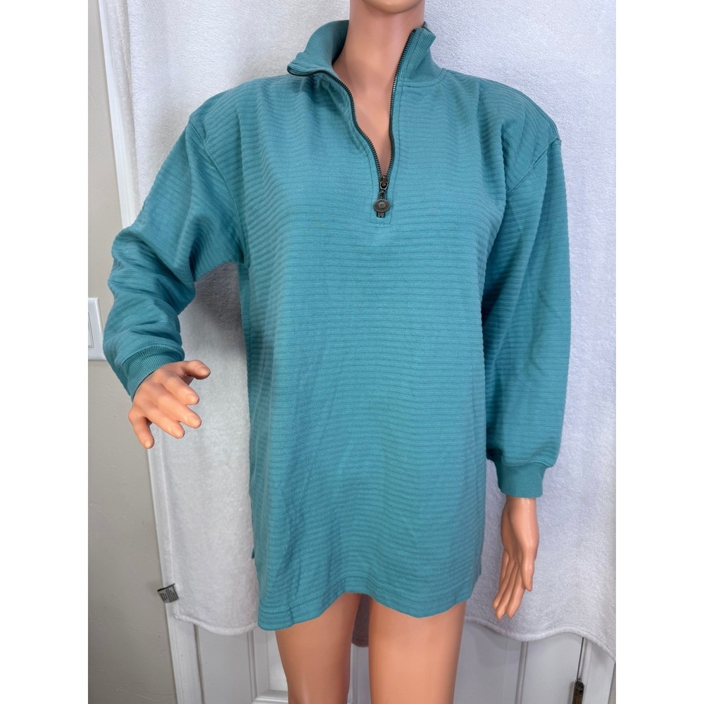 EUC Sostanza Vintage 80's shoulder pads turquoise 3/4 sleeves pullover Size M